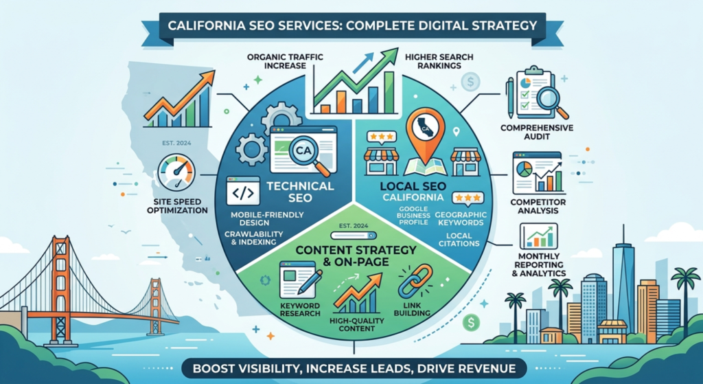 Professional SEO Services in California helping businesses improve Google rankings, increase organic traffic, and generate qualified leads