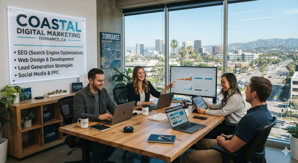 Digital Marketing Agency in Torrance, California providing SEO, Local SEO, website design, WordPress development, Shopify development, technical SEO, website maintenance, content marketing, and lead generation services.